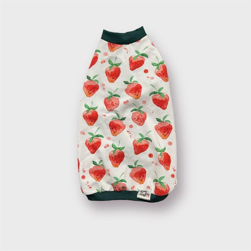 White Strawberries Sphynx Cat Clothes Top by Sphynx In Clothes